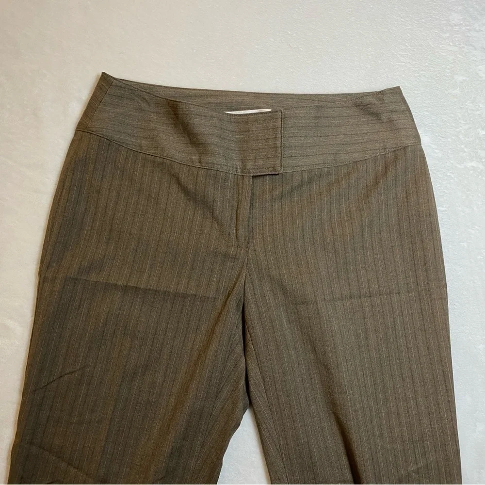 Cabi‎ Dress Pants Pin Stripe Brown Straight Wide Leg Career Trouser Size 4